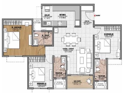 Sample floor plan layout - County Sector 88A Gurgaon